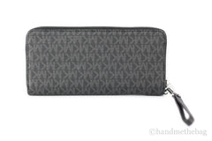Michael Kors Jet Set Large Black Signature Continental Travel Wristlet Wallet